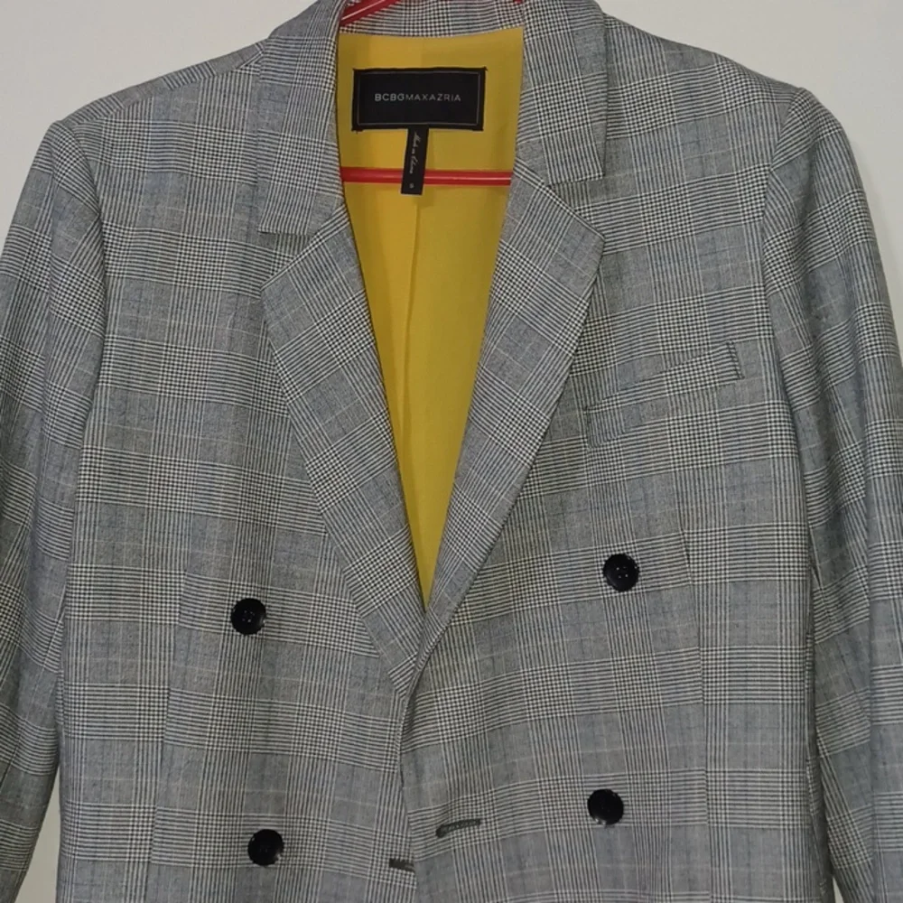 BCBGMaxAzria Gray Glen Plaid Double-Breasted Blazer. NWOT. Size S - Picture 3 of 5